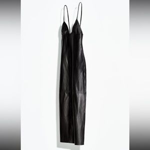 NWT Zara Limited Edition Midi Dress 100% Genuine Sheep Leather